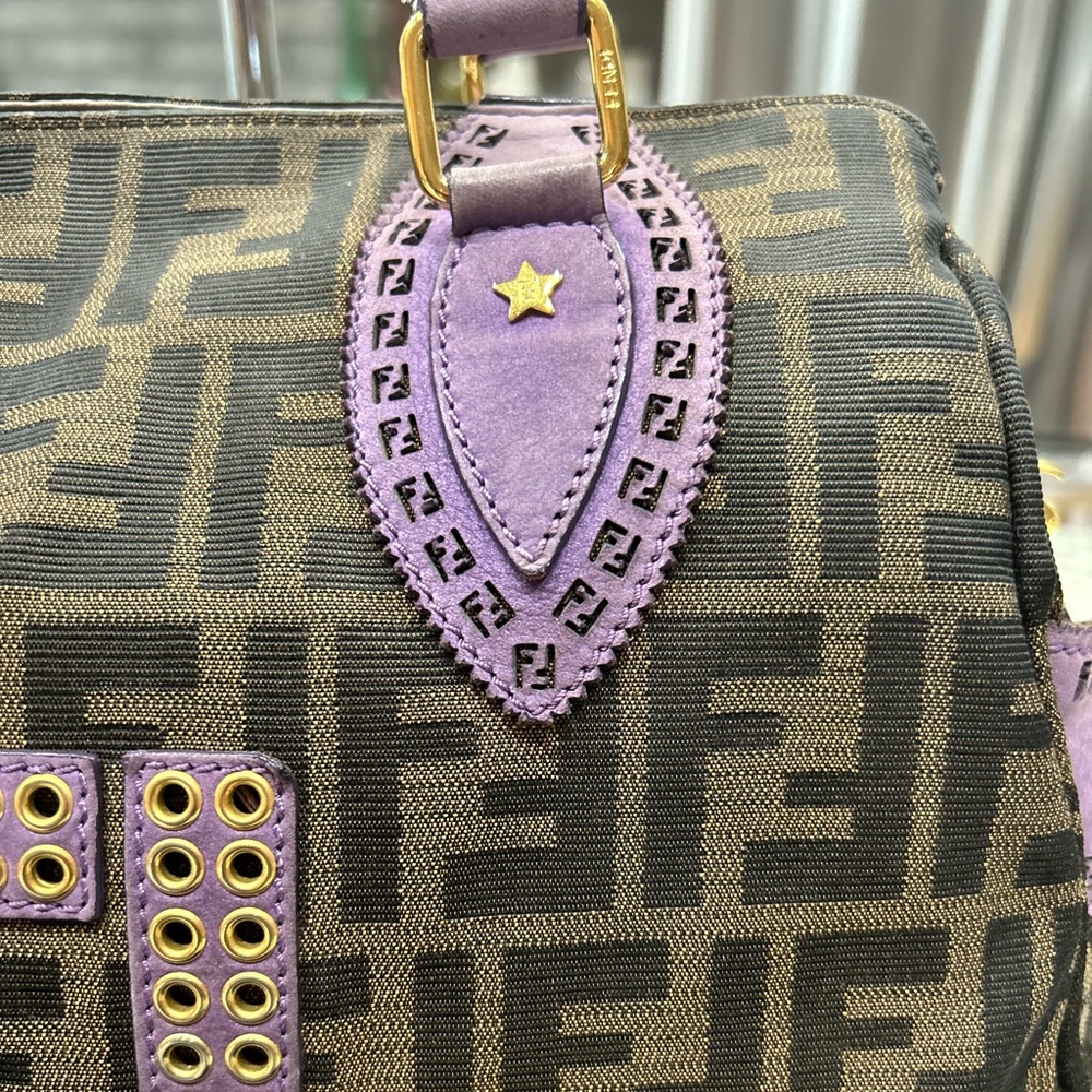 Fendi Zucca Authentic FF Du Jour Brown and Purple Satchel - Picture 8 of 17